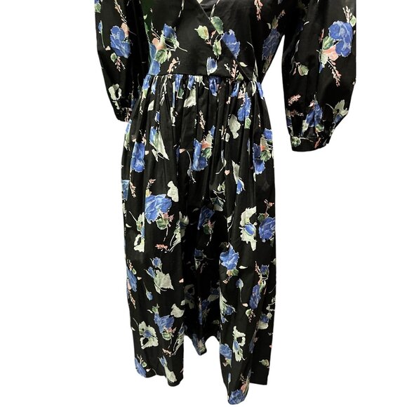 Vintage Handmade Eighties Cottage Core V Neck Balloon Sleeve Dress Sz Large Wome - Picture 5 of 16